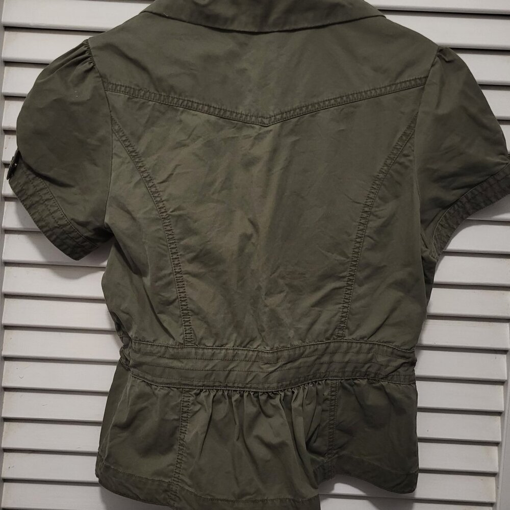 Forever 21 Women's Blouse Jacket Medium Oive Green Like New - Picture 5 of 5